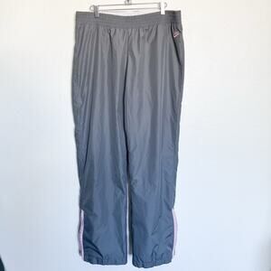 Nike Pants Womens Large Track Nylon Zipper Gray Pink Drawstring Y2K Athleisure